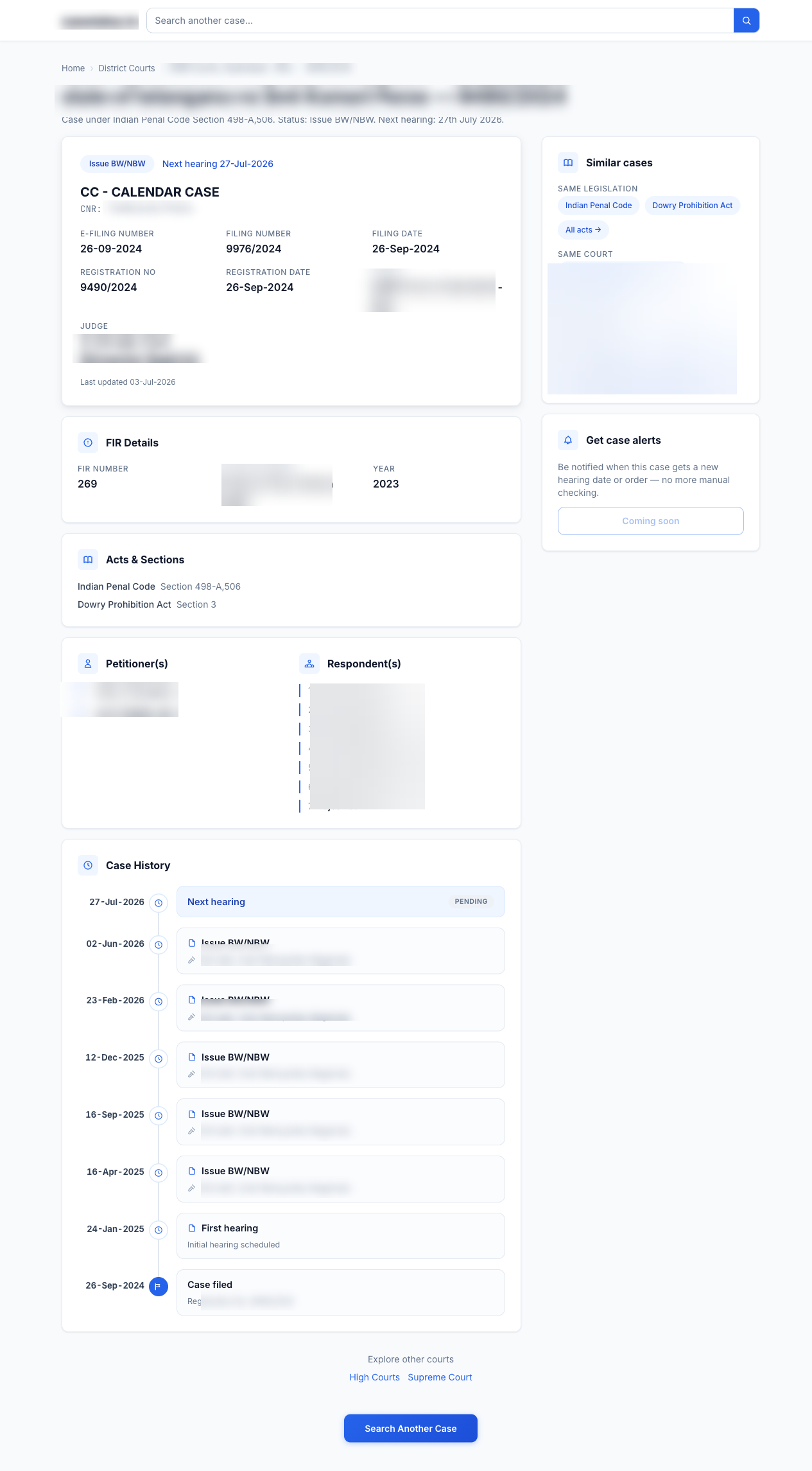 The same record page after running the method: one aligned container with consistent gutters, a single search box, a two-column layout with a sidebar, a composed timeline, and normalized sentence-case values.